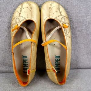 Camper Womens EU 39 Metallic Leather Round Toe Slip On Mary Jane Round Toe Flats
